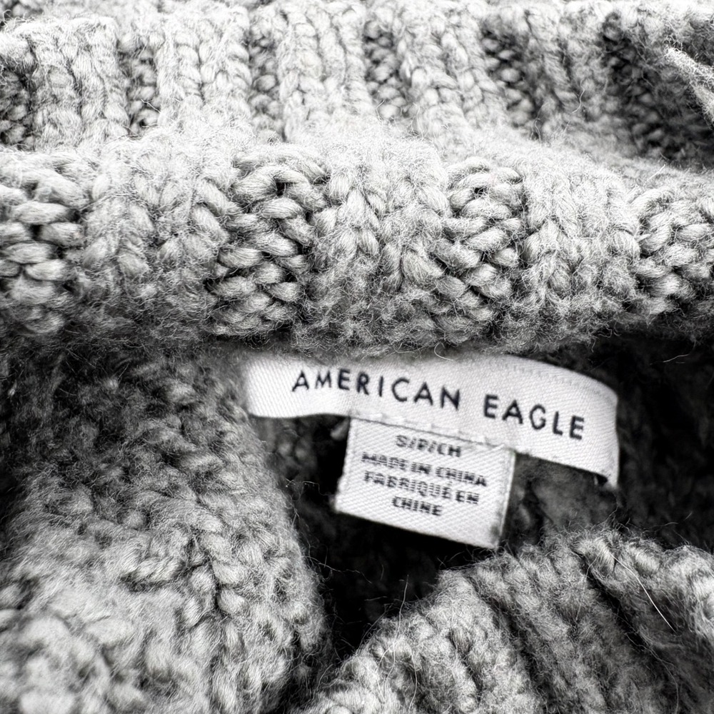 American‎ Eagle Small mock neck cable knit chunky sweater Cropped Green - Picture 13 of 16